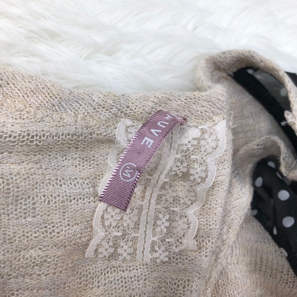 Mauve Owl Bohemian Knit Polka Dot Top Blouse Med - Picture 7 of 7